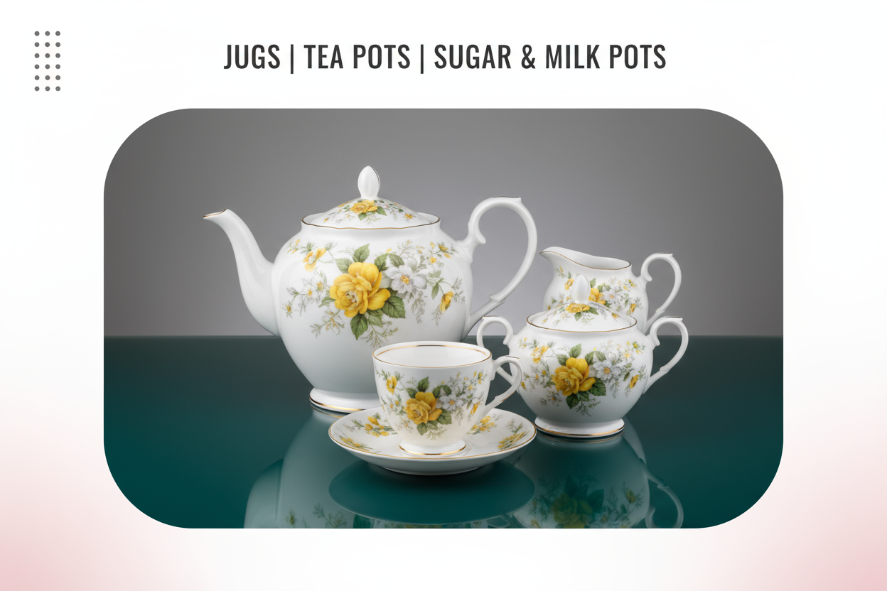 JUGS | TEA POTS | MILK & SUGAR POTS | PLACE MATS | COASTERS