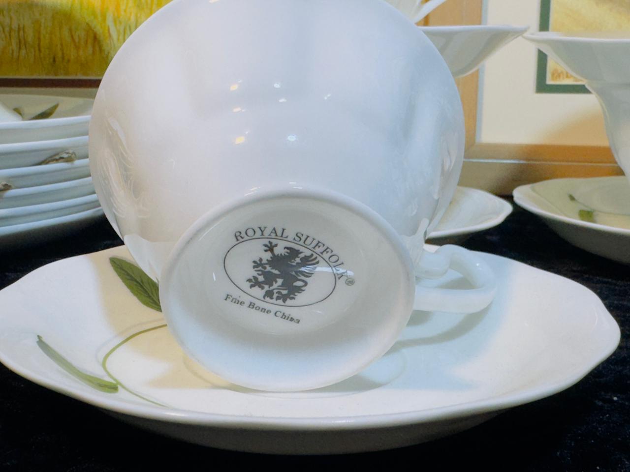 Royal Sutton Fine Bone China Tea Set - 15-Piece Elegant Porcelain Collection