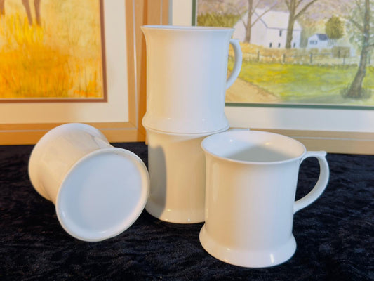 Classic White Ceramic Mugs Set of 4