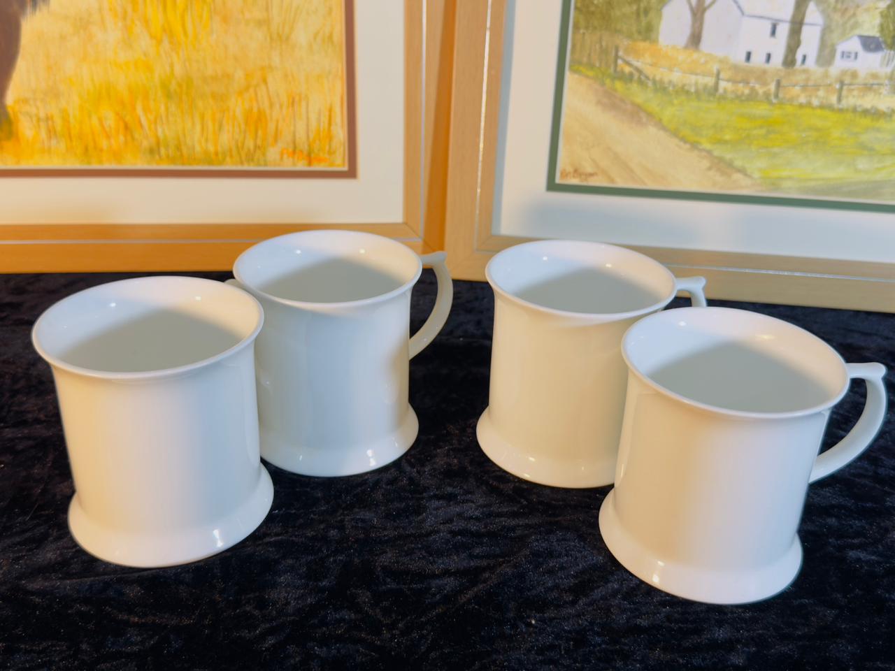 Classic White Ceramic Mugs Set of 4