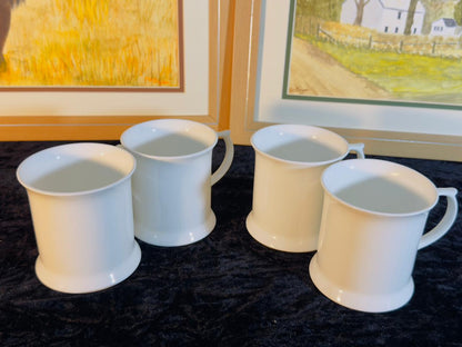 Classic White Ceramic Mugs Set of 4