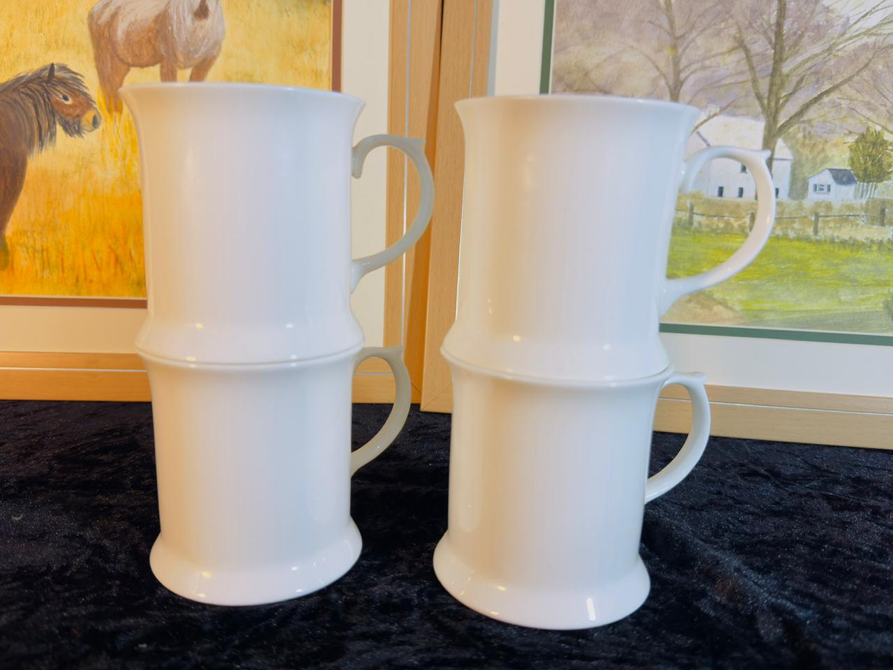 Classic White Ceramic Mugs Set of 4