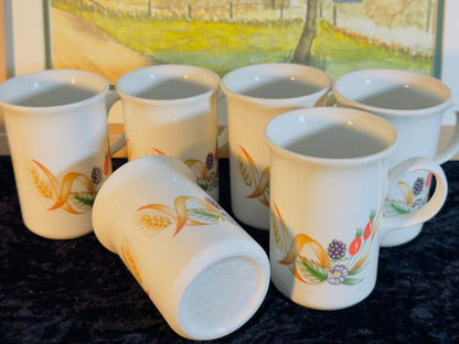 Vintage Floral Ceramic Mugs Set - 6 Pieces