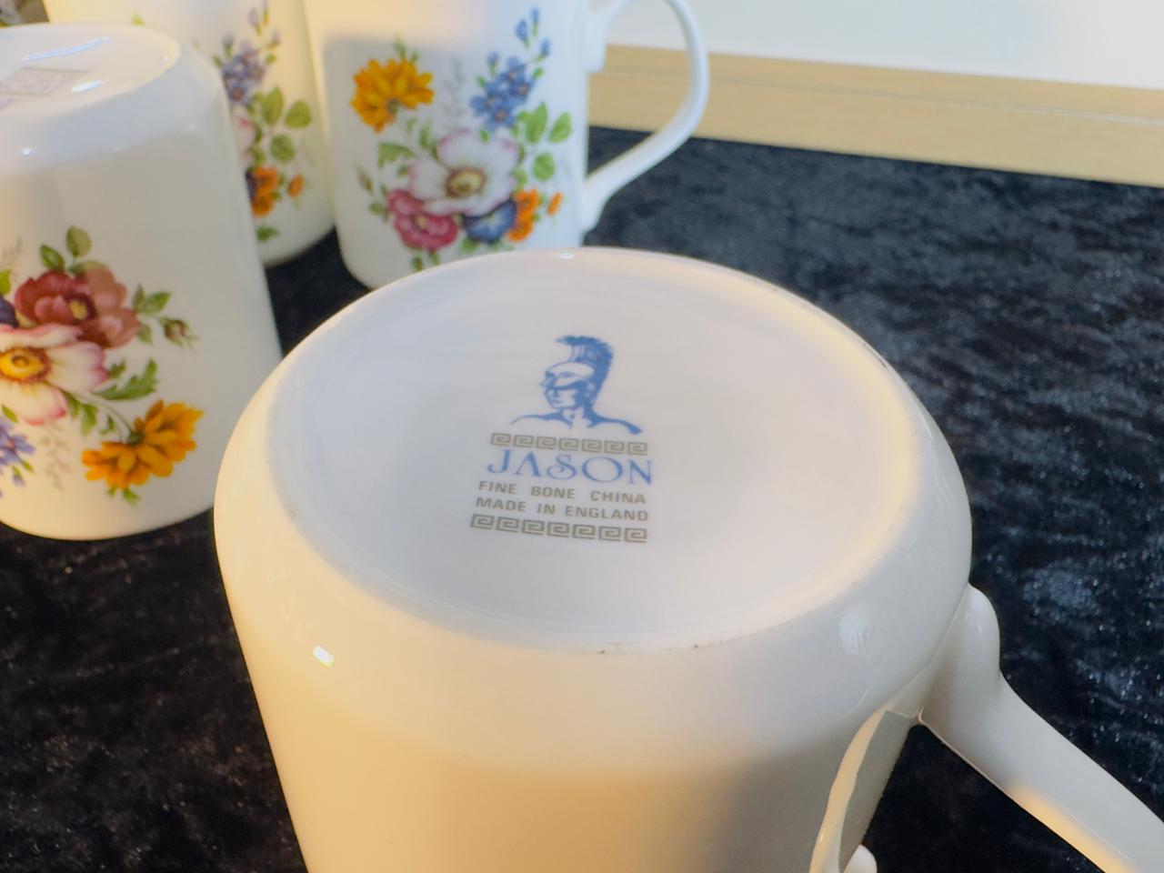 Jason Brand  Colorful Floral Bouquet Ceramic Mugs Set - 6 Pieces