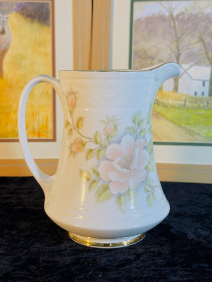 Vintage Fine Bone China Milk Jug - Elegant Floral Design with Gold Trim | Creamer Pitcher