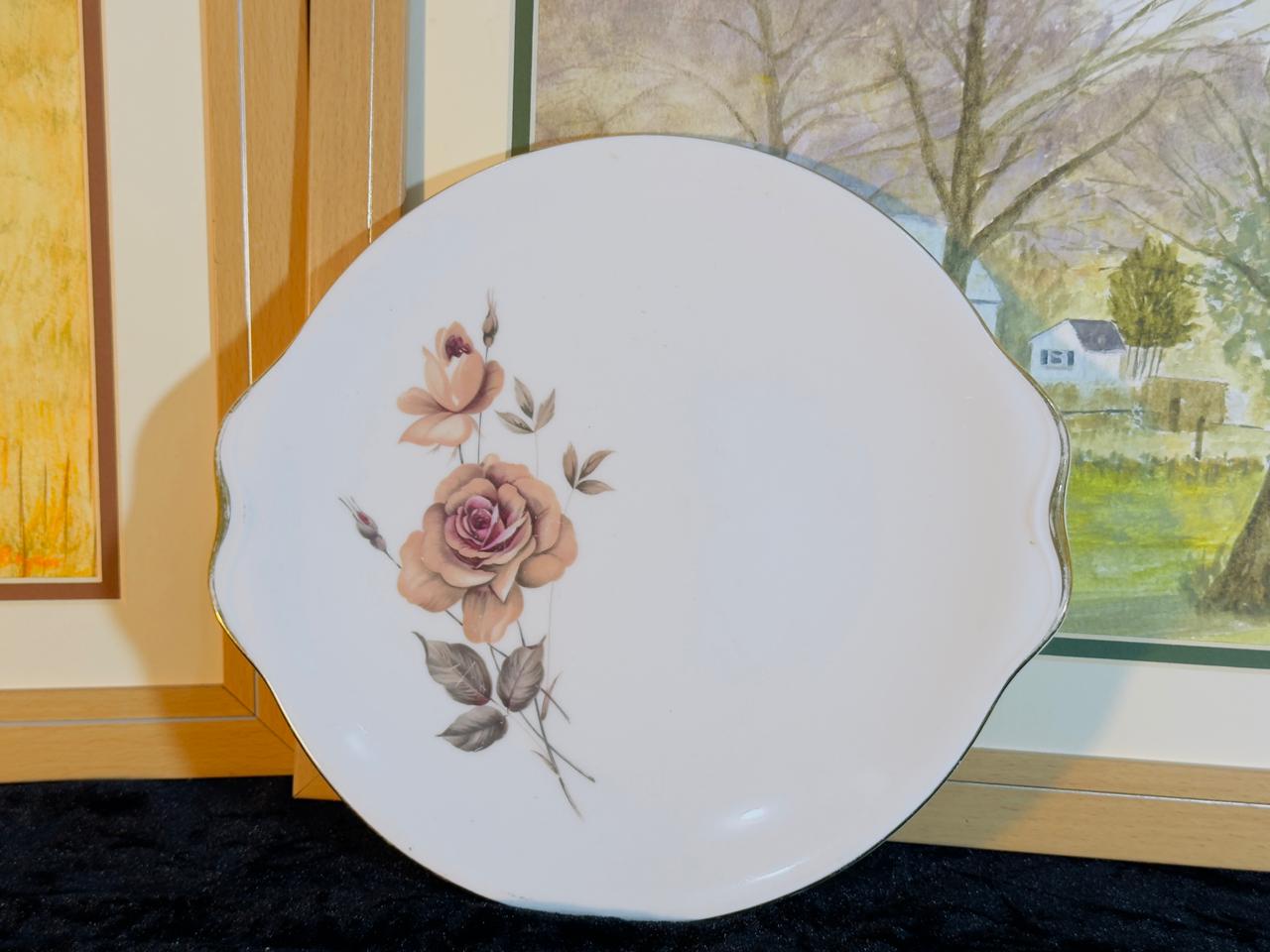 Royal Albert Fine Bone China Plate - Vintage Rose Design with Scalloped Edge