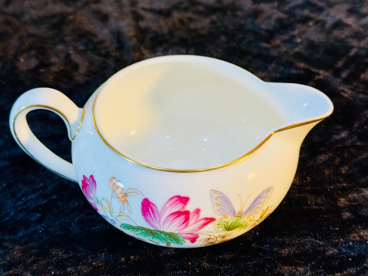 Fine Bone China Tea Set - Complete Service for 4 with Floral Design | Teapot, Cups, Saucers & Creamer