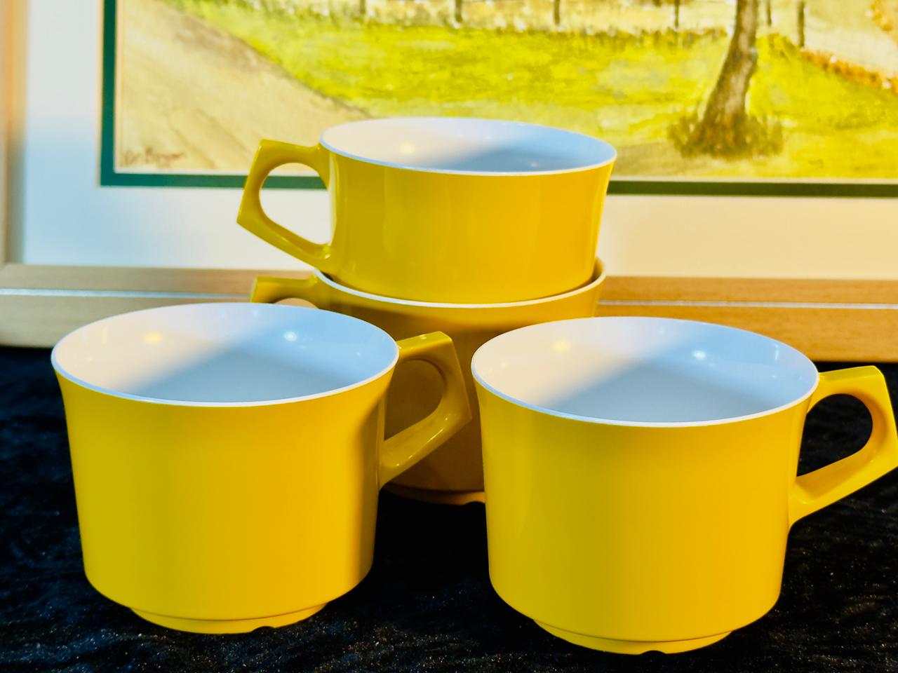Yellow Tea Cup & Saucer Set - 4 Sets