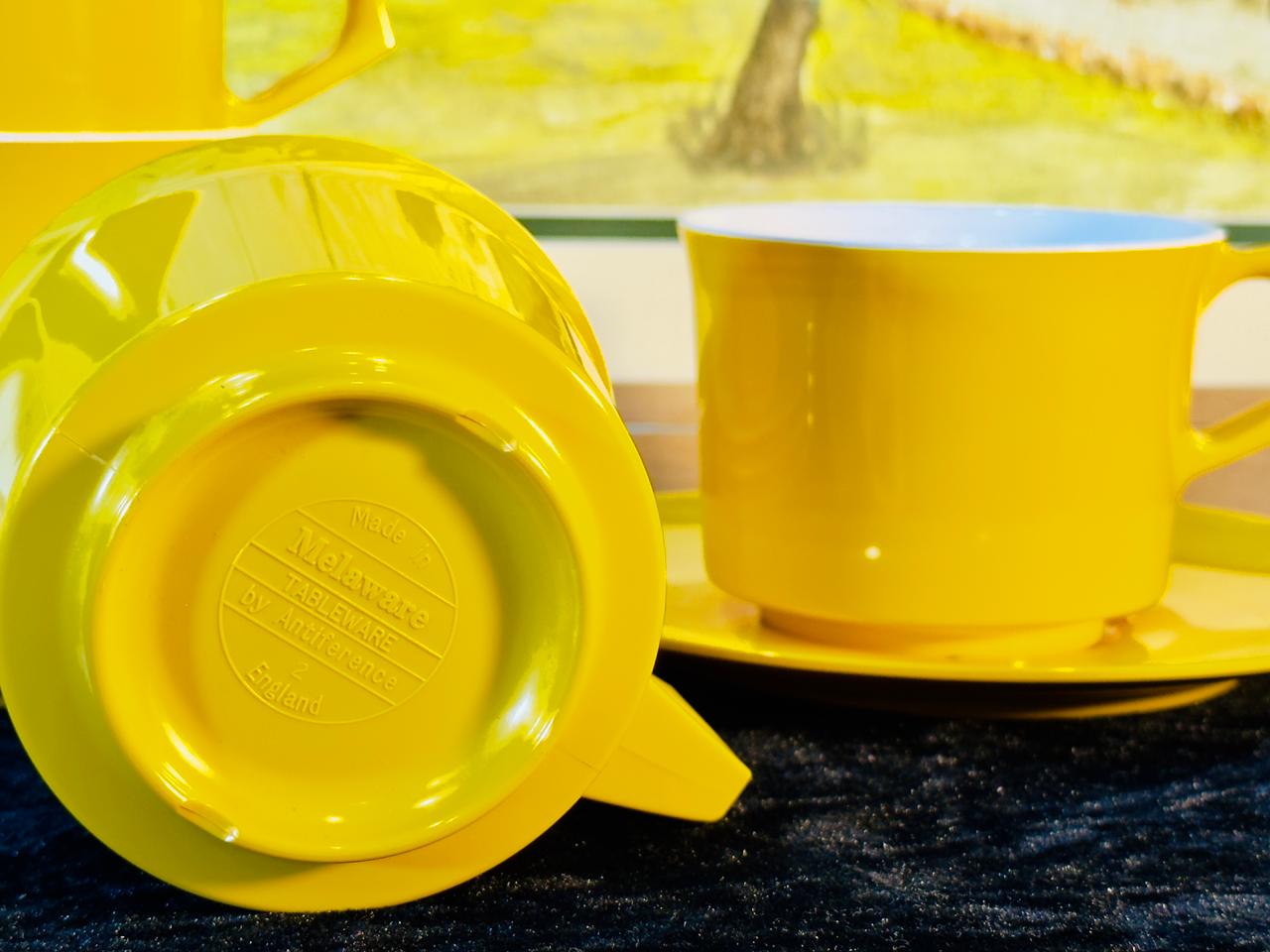 Yellow Tea Cup & Saucer Set - 4 Sets