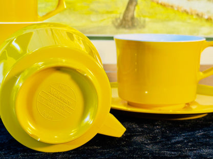 Yellow Tea Cup & Saucer Set - 4 Sets